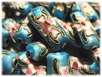 Cloisonné Rektangulär Ljusblå 15x9mm 10st