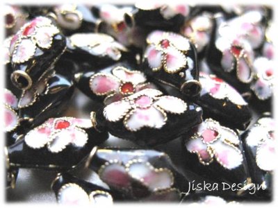 Cloisonné Romb Svart 15x9mm 10st