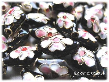 Cloisonné Romb Svart 15x9mm 10st