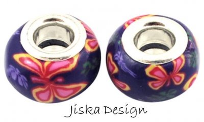 Fimo Pärla Lila 13x9mm Hål:5mm 10st