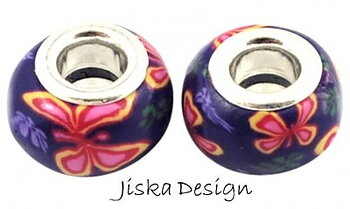 Fimo Pärla Lila 13x9mm Hål:5mm 10st