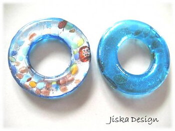 Glashänge Ring Turkos med mönster 38mm