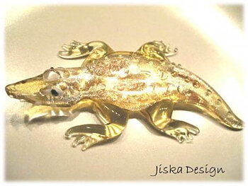 Glasprydnad Krockodil LjusGul 10,4x4,5cm