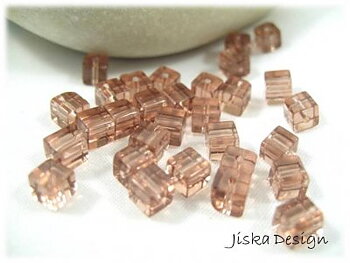 Glaspärlor Kuber Rosa 4mm 30-pack