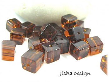 Glaspärlor Kuber Mörk Brun 8mm 20-pack