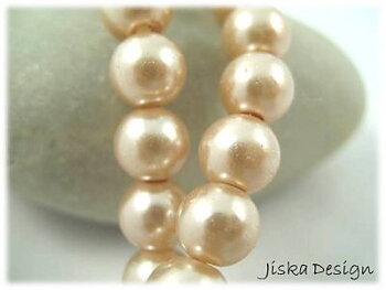 Glaspärlor Lackade Runda Guld/Beige 8mm 1sträng