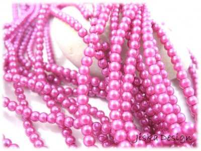 Glaspärlor Lackade Runda Lilarosa 4mm 1sträng