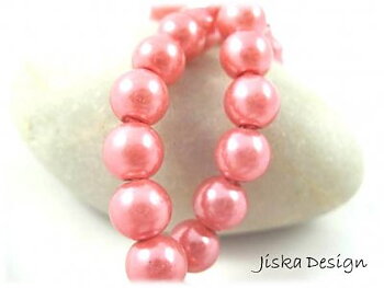 Glaspärlor Lackade Runda Rosa 8mm 1sträng