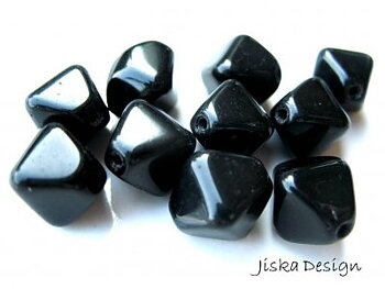 Fasetterade Bicone Svarta 12mm 10st