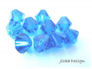Fasetterad Bicone Capri Blue 6mm 10st