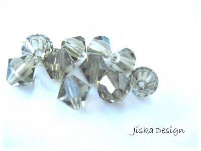 Fasetterad Bicone Black Diamond 6mm 10st