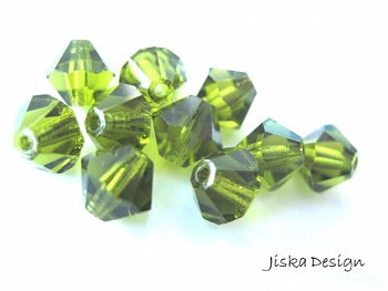 Fasetterad Bicone Olivine 6mm 10st