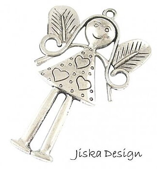 Flicka/Ängel Tibetsilver 82x54mm