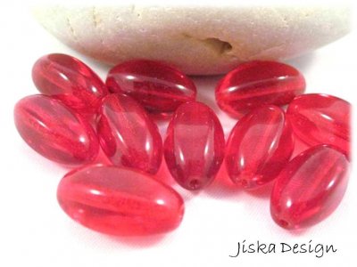 Jablonex Glaspärlor Röda 17x9mm 10-pack