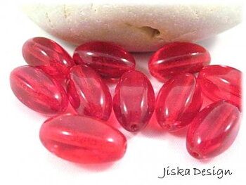 Jablonex Glaspärlor Röda 17x9mm 10-pack