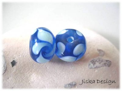 Lampwork Rondell Blå 13mm