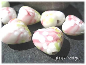 Lampwork Hjärta Gult 16x15mm