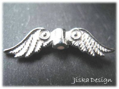 Mellandel Änglavingar Silverfärgade 24mm 10st