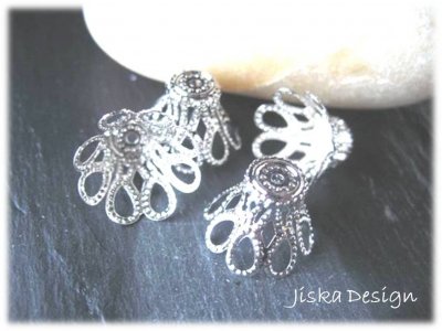 Pärlhattar Silverfärgade 17x13mm 20st