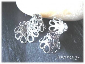 Pärlhattar Silverfärgade 17x13mm 20st