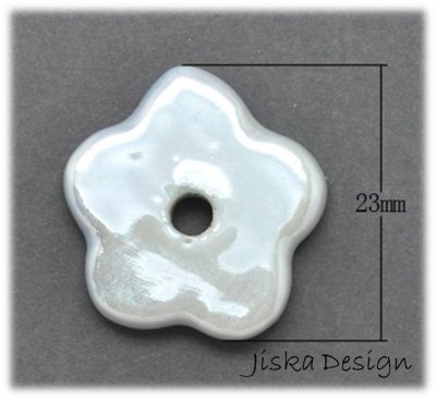 Porslins Blomma Flat Vit 23mm