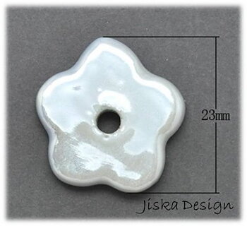 Porslins Blomma Flat Vit 23mm