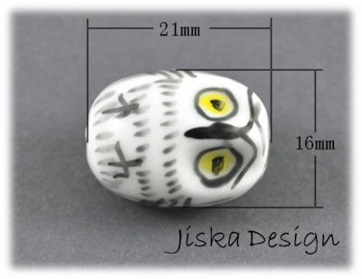 Porslins Pärla Uggla Vit 21x16mm