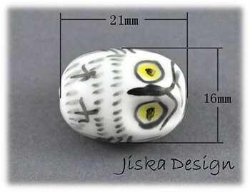Porslins Pärla Uggla Vit 21x16mm