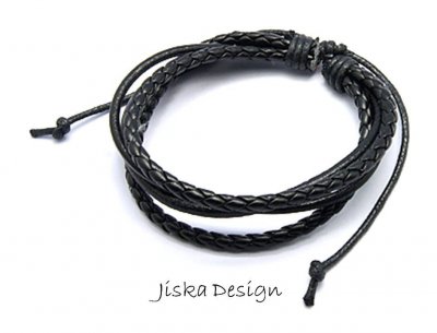 Läder Armband Svart 60mm diameter