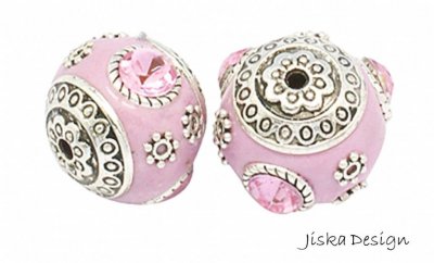 Indonesisk Pärla Rosa med Strass 18mm