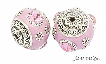 Indonesisk Pärla Rosa med Strass 18mm
