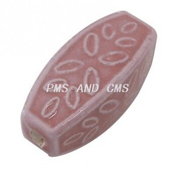 Porslins Pärla Avlång Rosa 31x14mm