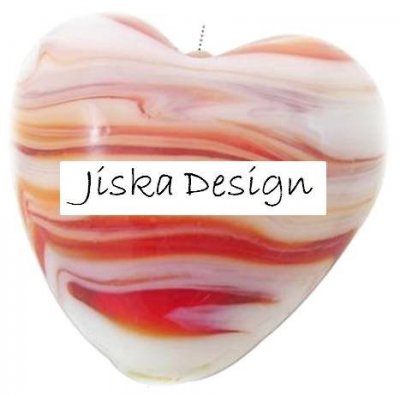Lampwork Hjärta Rött & Orange 15mm