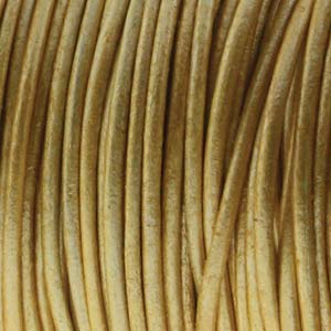 Läderband Metallic Gold 2mm 1meter