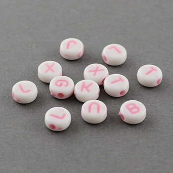 Akryl Bokstavspärlor A-Z Rosa 7mm 500st