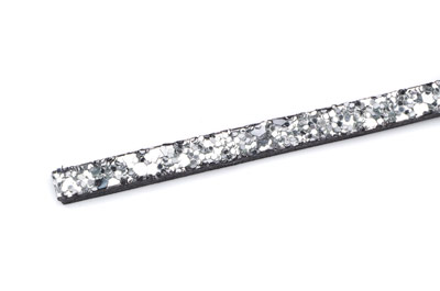 Läderband Platt Silver Glitter 6x2mm 20cm