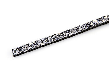 Läderband Platt Mörk Silver Glitter 6x2mm 20cm