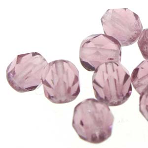 Fire Polish Amethyst 6mm 1 sträng