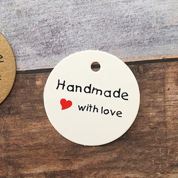 Pappers tag "Handmade white love" 45mm 20st
