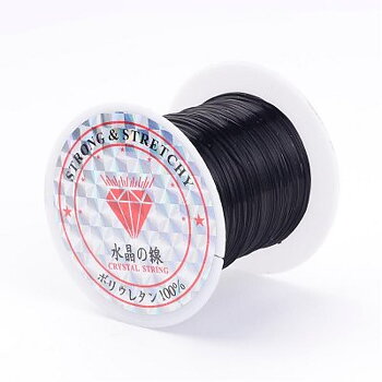 Elastisk Fiber tråd platt Svart 0,8mm 1rulle=10m