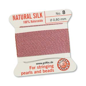 Griffin Pärlsilke Dark Pink nr8=0,8mm 2m