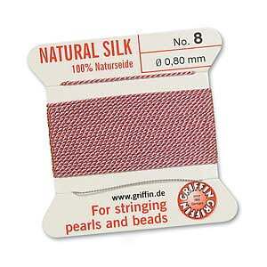 Griffin Pärlsilke Dark Pink nr8=0,8mm 2m