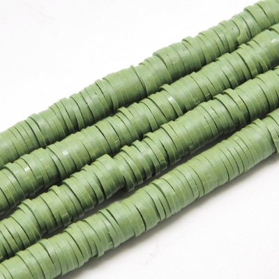 Heishi Pärlor Olivgrön 6x1mm 1sträng