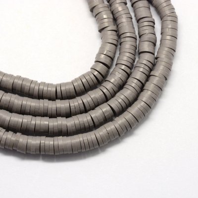 Heishi Pärlor Grå 6x1mm 1sträng