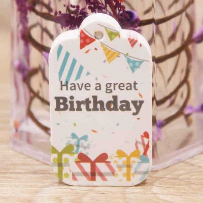 Pappers Tag "Have e great birthday" 50x30mm 10st