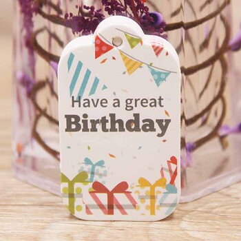 Pappers Tag "Have e great birthday" 50x30mm 10st