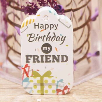 Pappers Tag "Happy birthday my friend" 50x30mm 10st