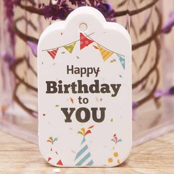 Pappers Tag "Happy birthday to you" 50x30mm 10st