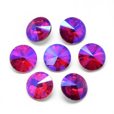 Cabochon Rivoli Rhinestone Röd AB 14mm 2st