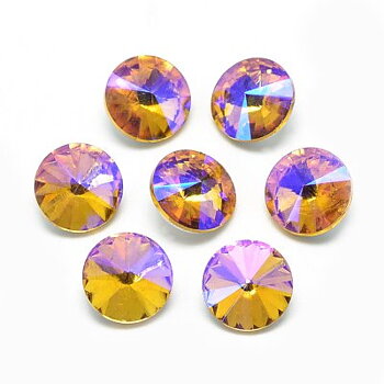 Cabochon Rivoli Rhinstone Guld AB 14mm 2st
